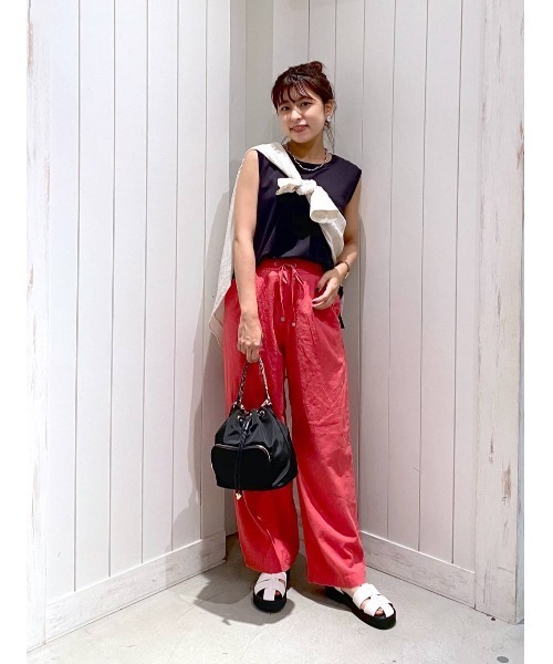 BAYFLOW（ベイフロー）の「リネンレーヨンワイドパンツ（その他パンツ・レディース・ベージュ/ピンク/ブルー/チャコール・SMALL/MEDIUM）」の16枚目の写真