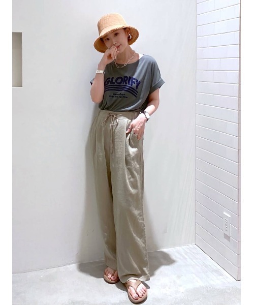 BAYFLOW（ベイフロー）の「リネンレーヨンワイドパンツ（その他パンツ・レディース・ベージュ/ピンク/ブルー/チャコール・SMALL/MEDIUM）」の13枚目の写真