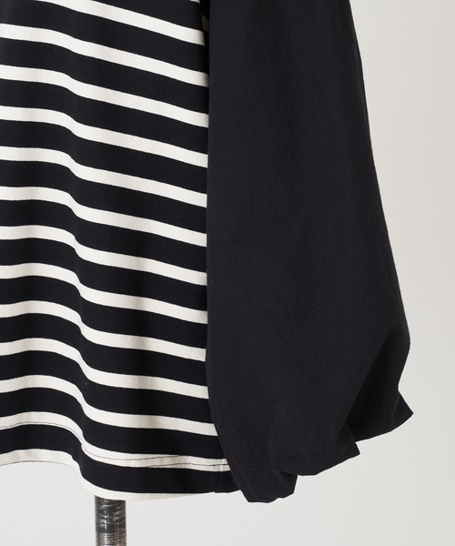 BEARDSLEY（ビアズリー）の「ボリューム袖 ボーダー袖パフカットソー（Tシャツ/カットソー・レディース・ブラック・FREE）」の4枚目の写真