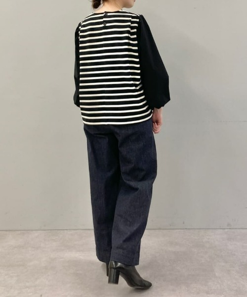 BEARDSLEY（ビアズリー）の「ボリューム袖 ボーダー袖パフカットソー（Tシャツ/カットソー・レディース・ブラック・FREE）」の3枚目の写真