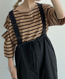 w closet | ボーダーショルダースリットTシャツ(Tシャツ/カットソー)
