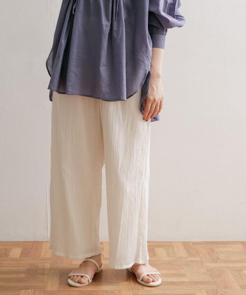 mizuiroind（ミズイロインド）の「mizuiro ind　crape wide easy pants（その他パンツ・レディース・ブラック/オフホワイト・FREE）」の3枚目の写真