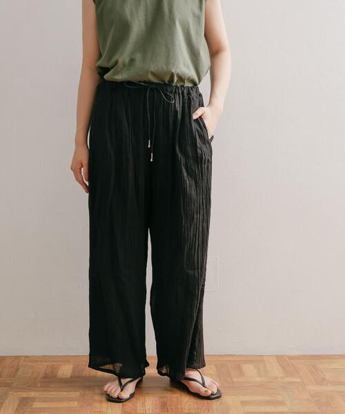 mizuiroind（ミズイロインド）の「mizuiro ind　crape wide easy pants（その他パンツ・レディース・ブラック/オフホワイト・FREE）」の12枚目の写真