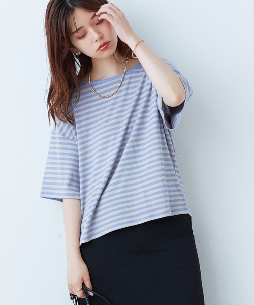 シンプルカラーボーダーT