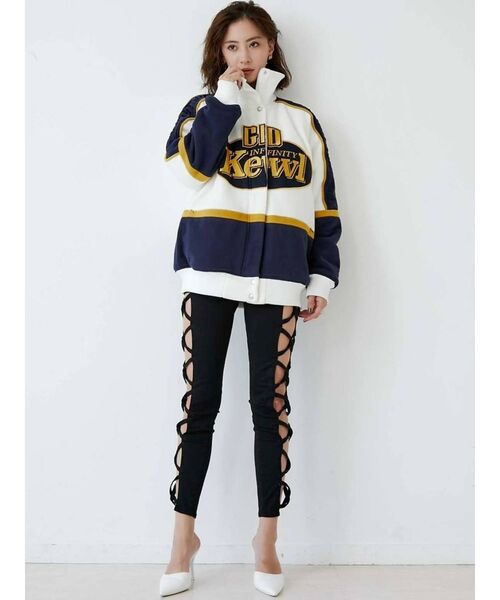 GYDA（ジェイダ）の「Kewl レーシング フリースブルゾン（ブルゾン・レディース・オフホワイト/ブラック・FREE）」の9枚目の写真
