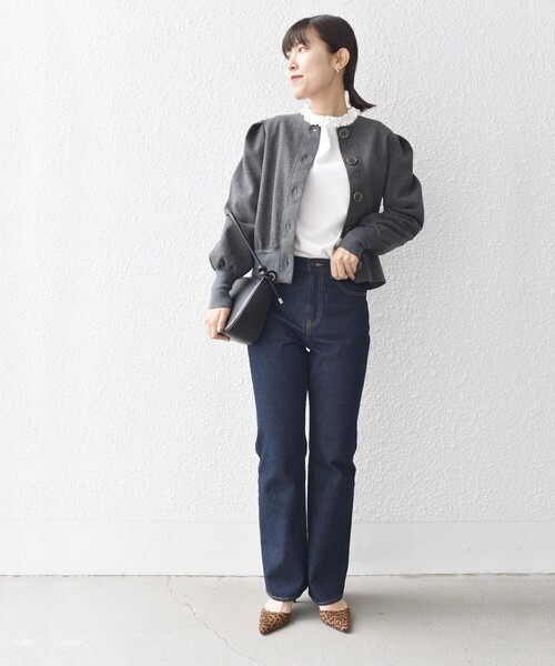 SHIPS（シップス）の「*〈洗濯機可能〉フリルカラーカットソー◇（Tシャツ/カットソー・レディース・ブラック/ライトホワイト/グリーン/ダークブルー・ONE SIZE）」の20枚目の写真