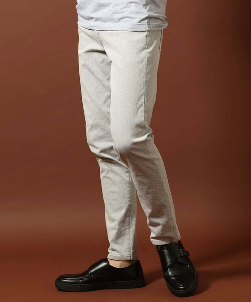 MK MICHEL KLEIN HOMME (エムケーミッシェルクランオム)の「ストライプ柄パンツ(スラックス・メンズ・ライトグレー/ダークグレー・SMALL/MEDIUM/LARGE/X-LARGE)」の4枚目の写真