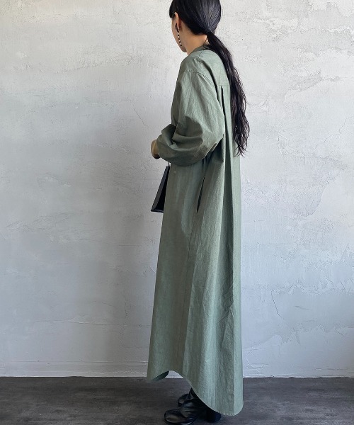 AMERICANA（アメリカーナ）の「[Americana×JEANS FACTORY/アメリカーナ×ジーンズファクトリー] 別注 硫化染め マキシ丈シャツワンピース（シャツワンピース・レディース・ブラック/オリーブ/カーキ・ONE SIZE）」の18枚目の写真