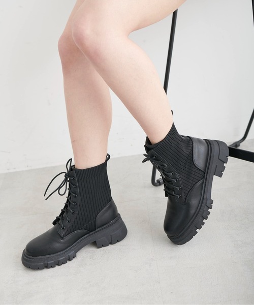 FREE'S MART(フリーズマート)の「◆レースアップブーツ(ブーツ・レディース・ブラック/ホワイト・MEDIUM/SMALL)」の4枚目の写真