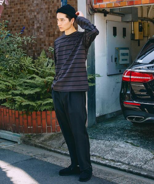 green label relaxing（グリーンレーベルリラクシング）の「ミラノボーダー クルーネック 長袖 カットソー（Tシャツ/カットソー・メンズ・ライトグレー/オリーブ/ダークグレー・S/M/L/XL）」の4枚目の写真