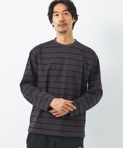 green label relaxing（グリーンレーベルリラクシング）の「ミラノボーダー クルーネック 長袖 カットソー（Tシャツ/カットソー・メンズ・ライトグレー/オリーブ/ダークグレー・S/M/L/XL）」の5枚目の写真