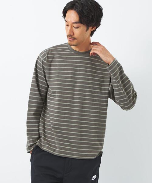 green label relaxing（グリーンレーベルリラクシング）の「ミラノボーダー クルーネック 長袖 カットソー（Tシャツ/カットソー・メンズ・ライトグレー/オリーブ/ダークグレー・S/M/L/XL）」の8枚目の写真