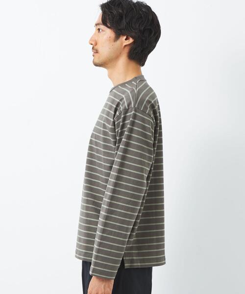 green label relaxing（グリーンレーベルリラクシング）の「ミラノボーダー クルーネック 長袖 カットソー（Tシャツ/カットソー・メンズ・ライトグレー/オリーブ/ダークグレー・S/M/L/XL）」の10枚目の写真