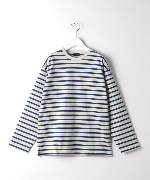 green label relaxing（グリーンレーベルリラクシング）の「ミラノボーダー クルーネック 長袖 カットソー（Tシャツ/カットソー・メンズ・ライトグレー/オリーブ/ダークグレー・S/M/L/XL）」の13枚目の写真