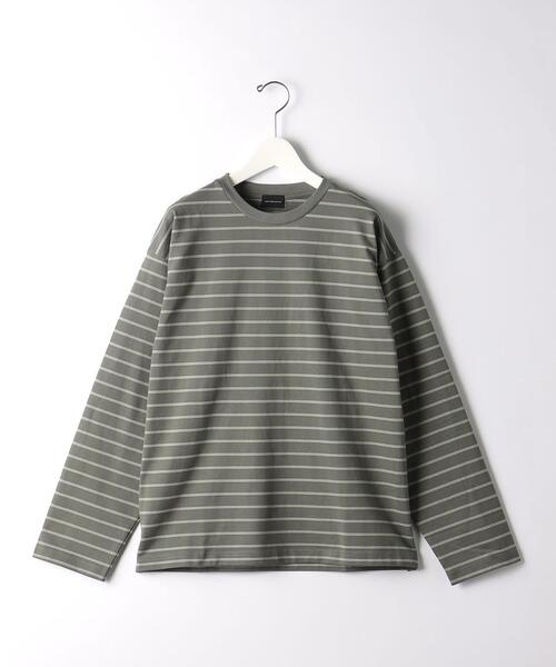 green label relaxing（グリーンレーベルリラクシング）の「ミラノボーダー クルーネック 長袖 カットソー（Tシャツ/カットソー・メンズ・ライトグレー/オリーブ/ダークグレー・S/M/L/XL）」の21枚目の写真