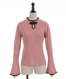 チャイナボタンラメニットプルオーバー