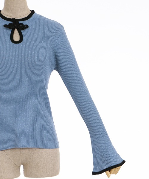 axes femme POETIQUE（アクシーズファムポエティック）の「チャイナボタンラメニットプルオーバー（Tシャツ/カットソー・レディース・ブラック/ブルー/ピンク・MEDIUM）」の13枚目の写真