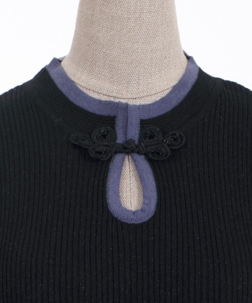 axes femme POETIQUE（アクシーズファムポエティック）の「チャイナボタンラメニットプルオーバー（Tシャツ/カットソー・レディース・ブラック/ブルー/ピンク・MEDIUM）」の19枚目の写真
