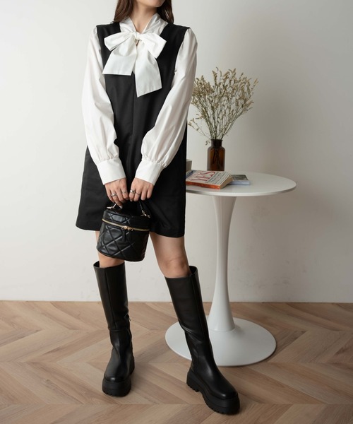 WEGO（ウィゴー）の「WEGO/ベストミニワンピース（ワンピース・レディース・ブラック・FREE）」の2枚目の写真