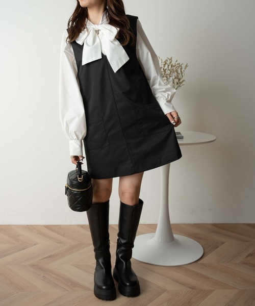 WEGO（ウィゴー）の「WEGO/ベストミニワンピース（ワンピース・レディース・ブラック・FREE）」の4枚目の写真