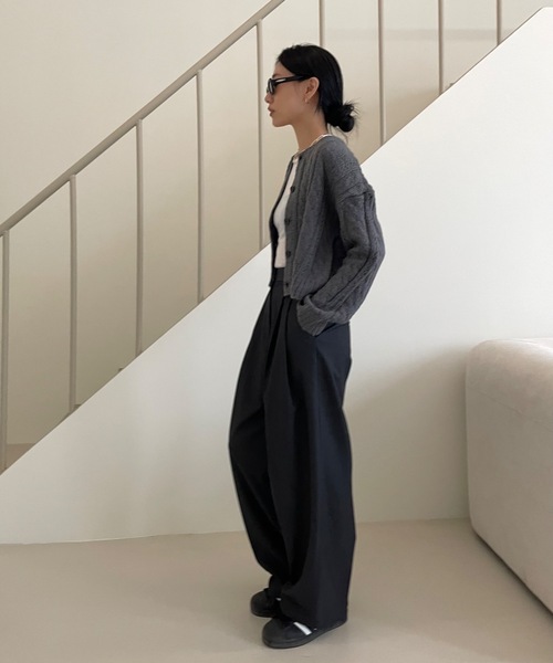 Didot.showroom（ディドット ショールーム）の「ケーブル編みニットカーディガン（カーディガン/ボレロ・レディース・ネイビー/モカ/オートミール/チャコール/ピンク・FREE）」の14枚目の写真