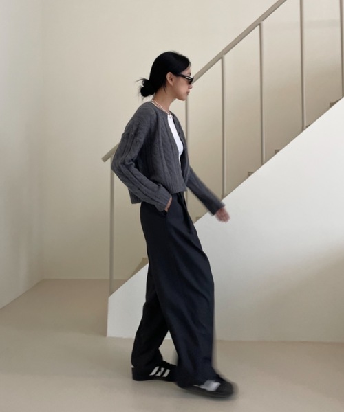 Didot.showroom（ディドット ショールーム）の「ケーブル編みニットカーディガン（カーディガン/ボレロ・レディース・ネイビー/モカ/オートミール/チャコール/ピンク・FREE）」の11枚目の写真