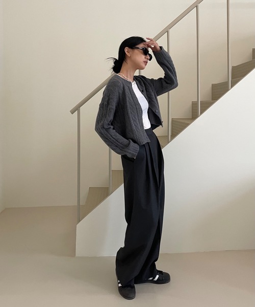 Didot.showroom（ディドット ショールーム）の「ケーブル編みニットカーディガン（カーディガン/ボレロ・レディース・ネイビー/モカ/オートミール/チャコール/ピンク・FREE）」の12枚目の写真