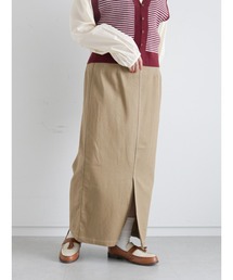 配色ステッチハイウエストペンシルスカート