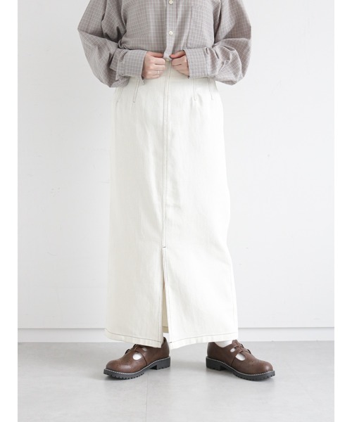 ehka sopo（エヘカソポ）の「配色ステッチハイウエストペンシルスカート（スカート・レディース・キナリ/ベージュ/ブラック・ﾌﾘ-）」の2枚目の写真