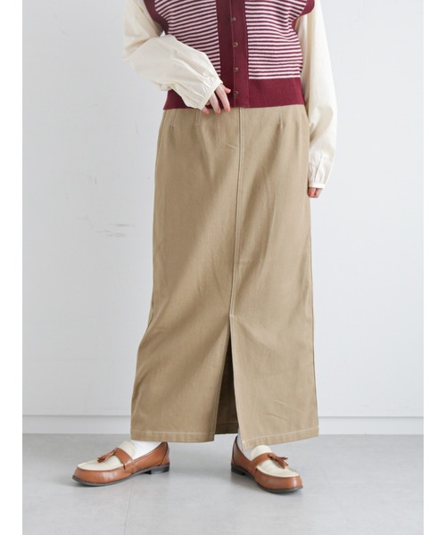 ehka sopo（エヘカソポ）の「配色ステッチハイウエストペンシルスカート（スカート・レディース・キナリ/ベージュ/ブラック・ﾌﾘ-）」の15枚目の写真