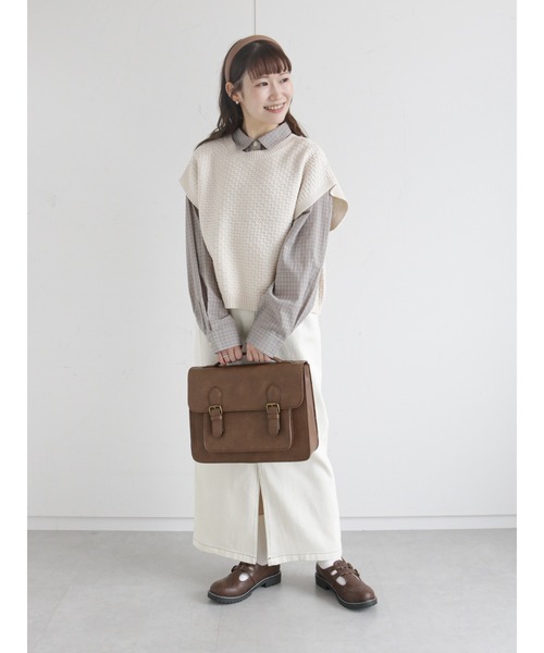 ehka sopo（エヘカソポ）の「配色ステッチハイウエストペンシルスカート（スカート・レディース・キナリ/ベージュ/ブラック・ﾌﾘ-）」の20枚目の写真