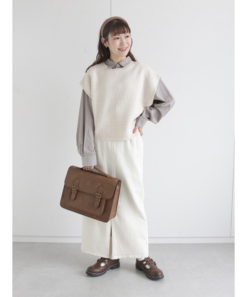 ehka sopo（エヘカソポ）の「配色ステッチハイウエストペンシルスカート（スカート・レディース・キナリ/ベージュ/ブラック・ﾌﾘ-）」の21枚目の写真