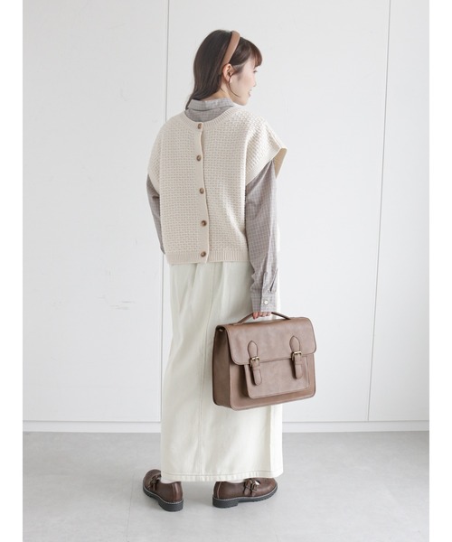 ehka sopo（エヘカソポ）の「配色ステッチハイウエストペンシルスカート（スカート・レディース・キナリ/ベージュ/ブラック・ﾌﾘ-）」の22枚目の写真