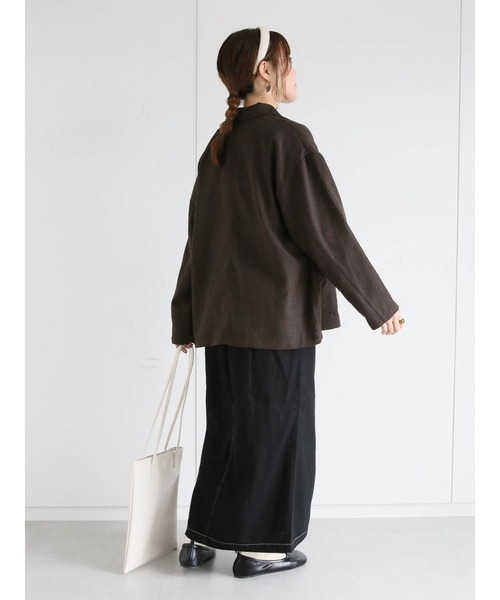 ehka sopo（エヘカソポ）の「配色ステッチハイウエストペンシルスカート（スカート・レディース・キナリ/ベージュ/ブラック・ﾌﾘ-）」の6枚目の写真