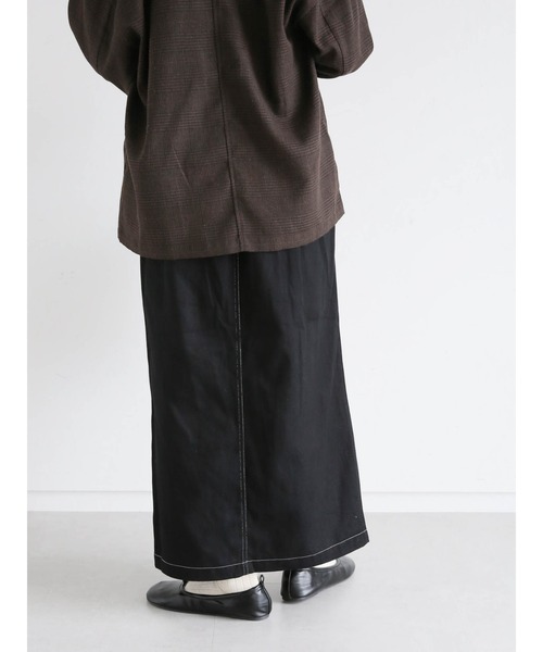 ehka sopo（エヘカソポ）の「配色ステッチハイウエストペンシルスカート（スカート・レディース・キナリ/ベージュ/ブラック・ﾌﾘ-）」の8枚目の写真