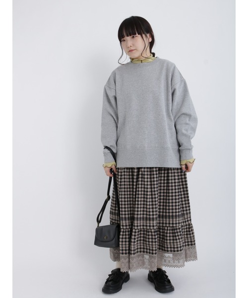 Samansa Mos2（サマンサ モスモス）の「シアー配色メローカットソー（Tシャツ/カットソー・レディース・オレンジ/グリーン/チャコール/キナリ・ﾌﾘ-）」の6枚目の写真