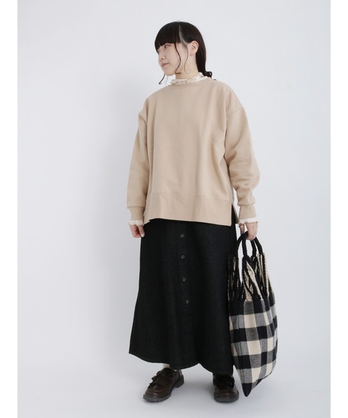 Samansa Mos2（サマンサ モスモス）の「シアー配色メローカットソー（Tシャツ/カットソー・レディース・オレンジ/グリーン/チャコール/キナリ・ﾌﾘ-）」の8枚目の写真