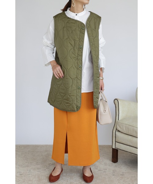 &. NOSTALGIA（アンドドットノスタルジア）の「【ZOZO限定】キルティングアシンメトリーベスト（ベスト・レディース・ブラック/カーキ・FREE）」の13枚目の写真