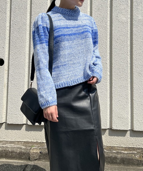 セール】タックスリーブグラデーションニットプルオーバー