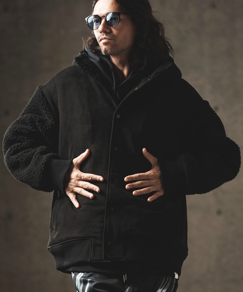 GLIMCLAP（グリムクラップ）の「mj8919-Fake mouton × boa fabric hooded blouson ブルゾン（ブルゾン・メンズ・キャメル/ブラック・L/M/S）」の11枚目の写真