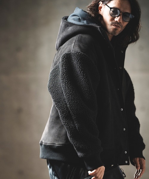 GLIMCLAP（グリムクラップ）の「mj8919-Fake mouton × boa fabric hooded blouson ブルゾン（ブルゾン・メンズ・キャメル/ブラック・L/M/S）」の12枚目の写真