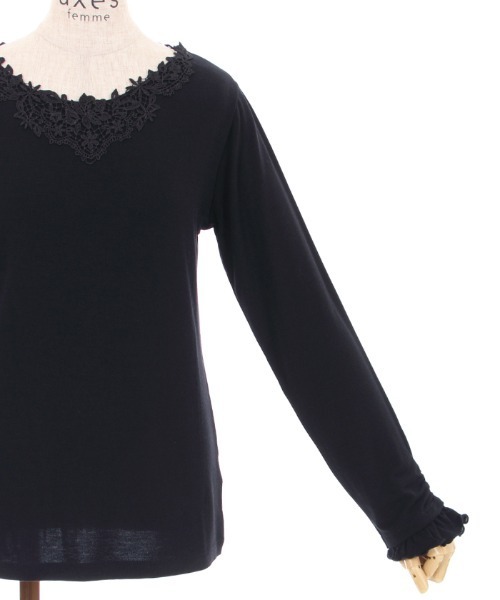 axes femme(アクシーズファム)の「モチーフレースインナー(Tシャツ/カットソー・レディース・ブラック/ピンク/キナリ/ダークブラウン/ブルー・FREE)」の11枚目の写真