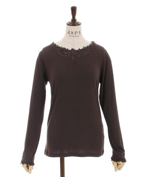 axes femme(アクシーズファム)の「モチーフレースインナー(Tシャツ/カットソー・レディース・ブラック/ピンク/キナリ/ダークブラウン/ブルー・FREE)」の12枚目の写真