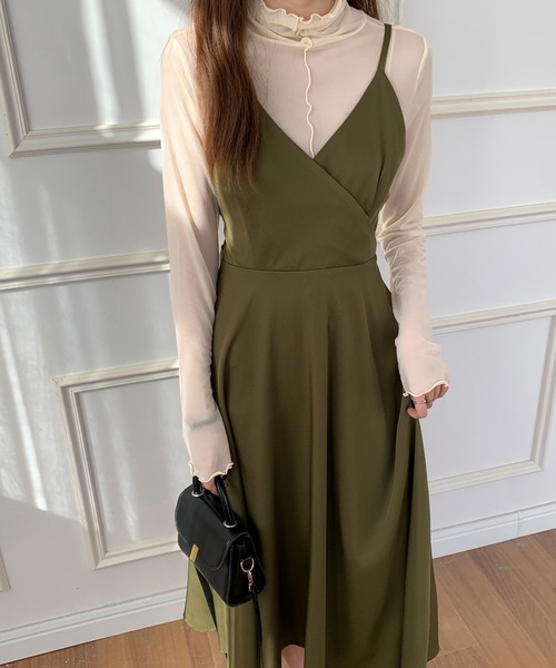 ECLIN（エクラン）の「バックリボンAラインフレアワンピース（ワンピース・レディース・ダークグリーン/ダークブラウン/ベージュ/カーキ/ブラック/モカ・S/M/L）」の6枚目の写真