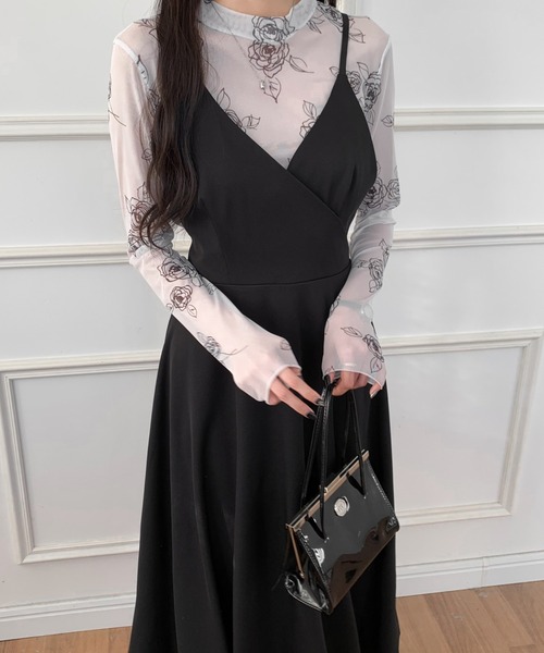 ECLIN（エクラン）の「バックリボンAラインフレアワンピース（ワンピース・レディース・ダークグリーン/ダークブラウン/ベージュ/カーキ/ブラック/モカ・S/M/L）」の2枚目の写真