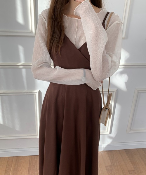 ECLIN（エクラン）の「バックリボンAラインフレアワンピース（ワンピース・レディース・ダークグリーン/ダークブラウン/ベージュ/カーキ/ブラック/モカ・S/M/L）」の4枚目の写真