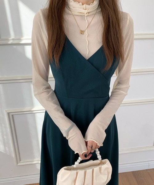 ECLIN（エクラン）の「バックリボンAラインフレアワンピース（ワンピース・レディース・ダークグリーン/ダークブラウン/ベージュ/カーキ/ブラック/モカ・S/M/L）」の5枚目の写真