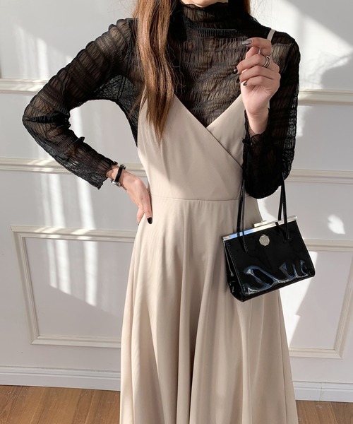 ECLIN（エクラン）の「バックリボンAラインフレアワンピース（ワンピース・レディース・ダークグリーン/ダークブラウン/ベージュ/カーキ/ブラック/モカ・S/M/L）」の19枚目の写真