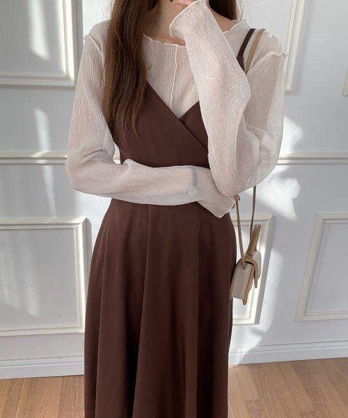 ECLIN（エクラン）の「バックリボンAラインフレアワンピース（ワンピース・レディース・ダークグリーン/ダークブラウン/ベージュ/カーキ/ブラック/モカ・S/M/L）」の18枚目の写真