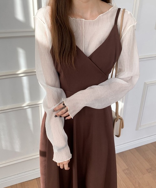 ECLIN（エクラン）の「バックリボンAラインフレアワンピース（ワンピース・レディース・ダークグリーン/ダークブラウン/ベージュ/カーキ/ブラック/モカ・S/M/L）」の14枚目の写真